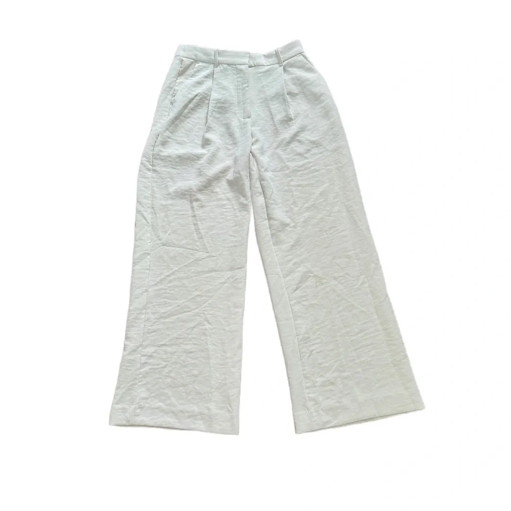 Abercrombie Cream High Rise Wide Leg Crepette Pant- Size 28 - Picture 4 of 12